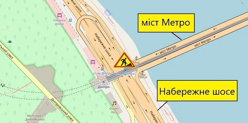 Київ: ремонт обмежить рух на Набережному шосе, мості Патона та двох вулицях